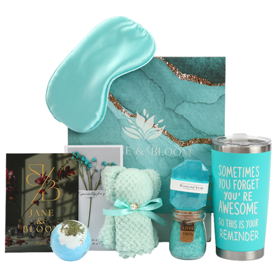 Calm & Bloom Deluxe – Teal Spa Gift Box with Towel Bear