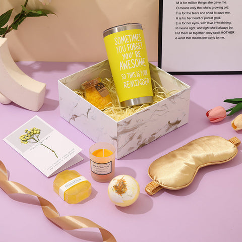 Mother's Day Sun-Kissed Moments Bath Gift Set – 6Pc Spa Kit with Candle, Mug & More