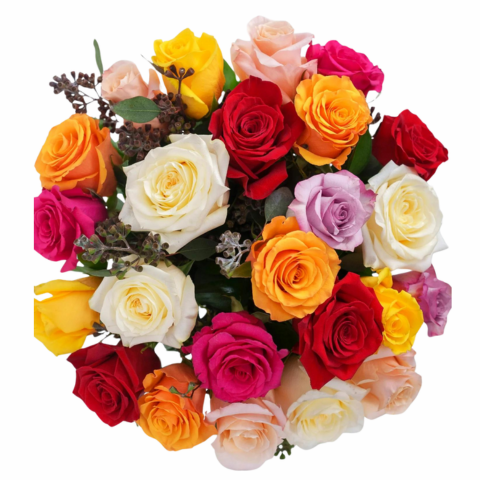 Two Dozen Mixed Roses Hand-Tied Bouquet