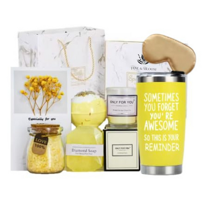 Mother's Day Sun-Kissed Moments Bath Gift Set – 6Pc Spa Kit with Candle, Mug & More
